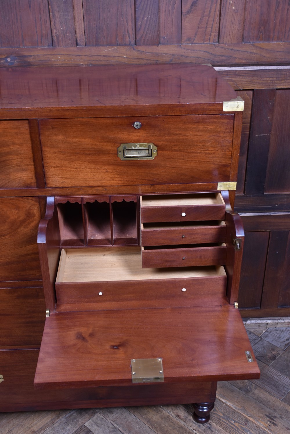Mahogany Secretaire Campaign Chest View XI