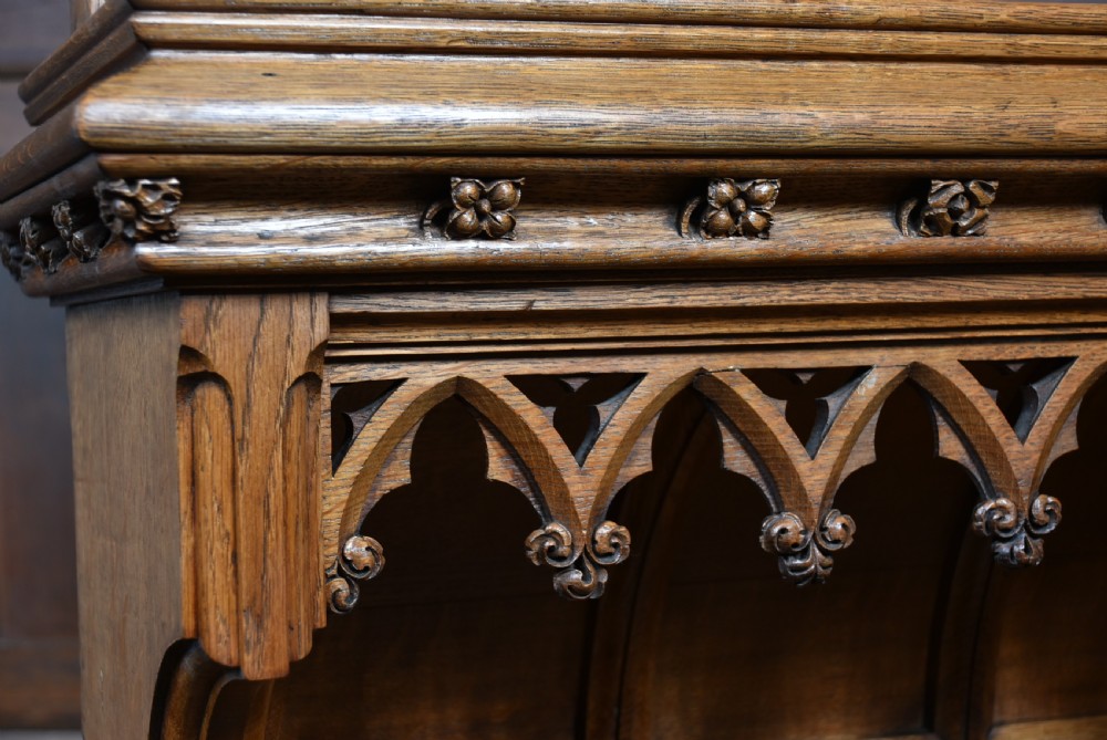 Victorian Oak Gothic Revival Style Oak Hall Chair View III