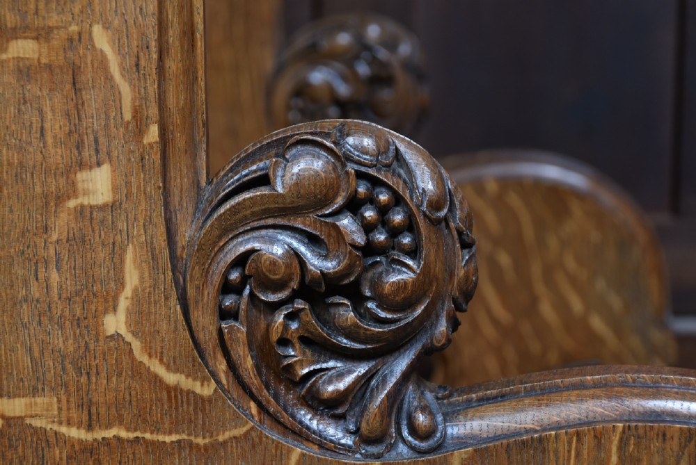Victorian Oak Gothic Revival Style Oak Hall Chair View X