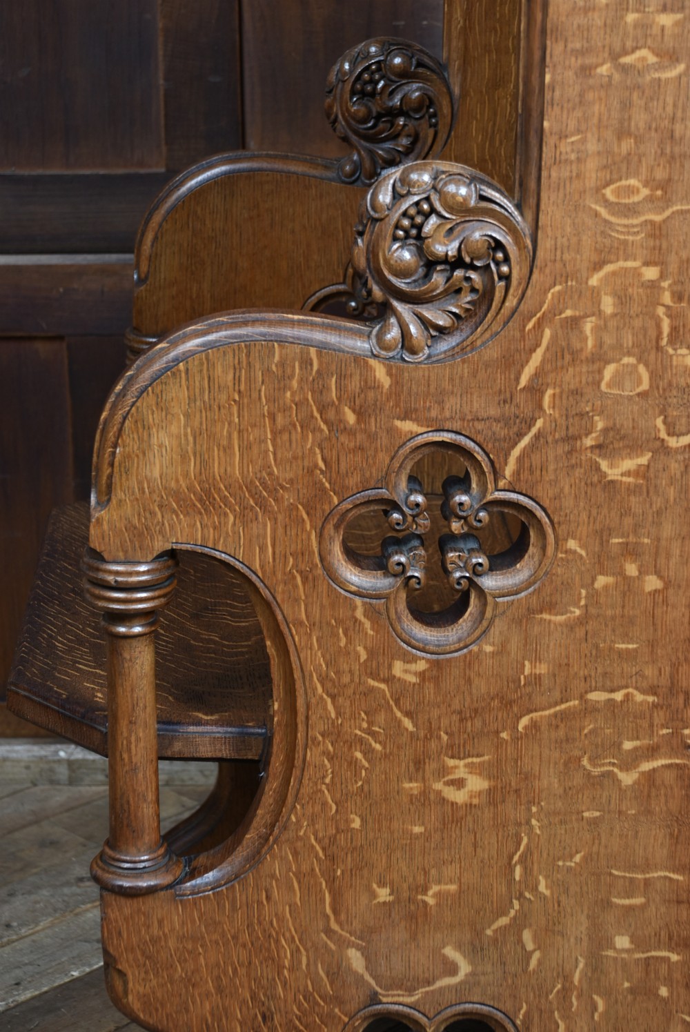 Victorian Oak Gothic Revival Style Oak Hall Chair View XIII