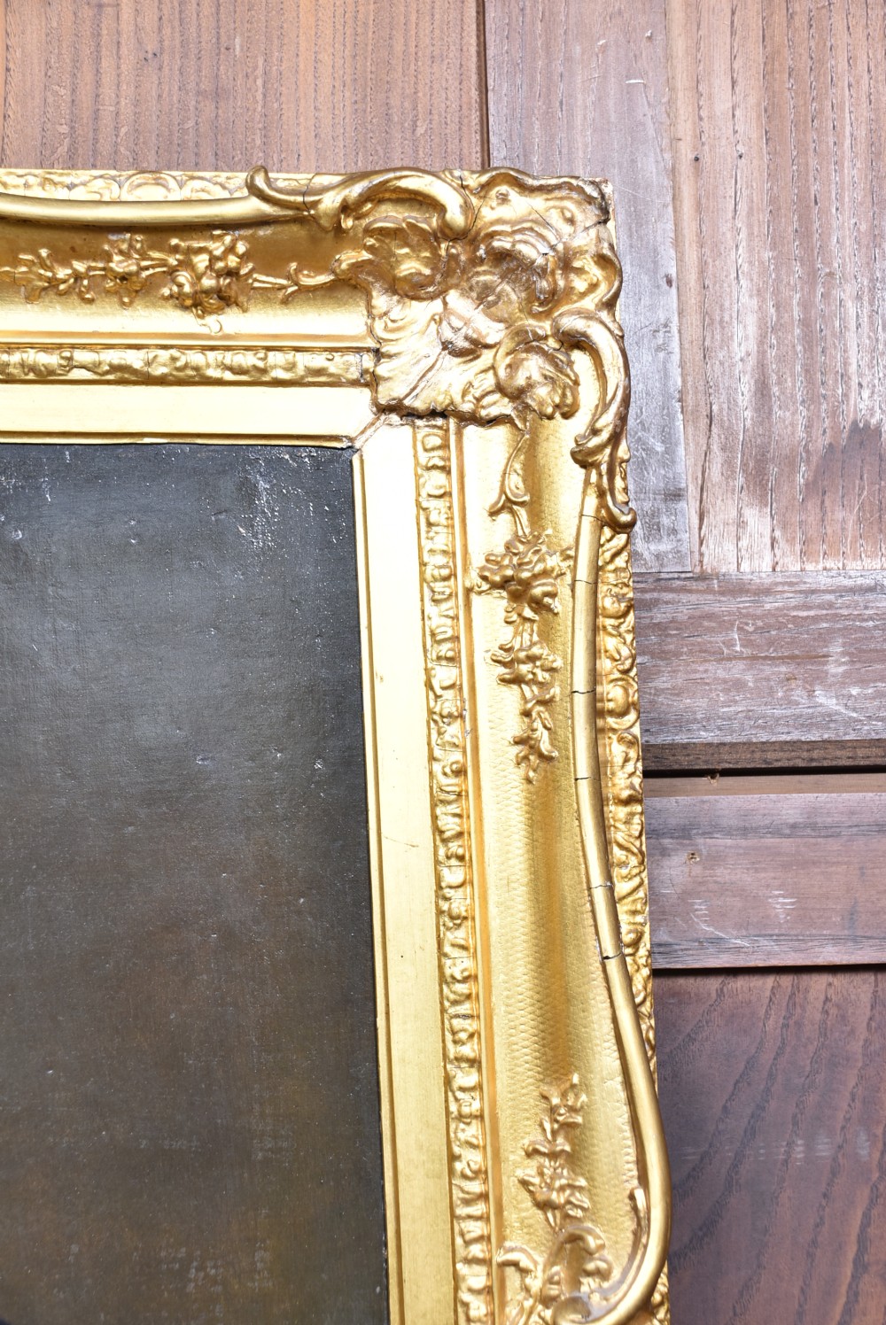 A nineteenth-century oil painting depicting a gentleman in dark formal wear within a carved gilded frame. View IX