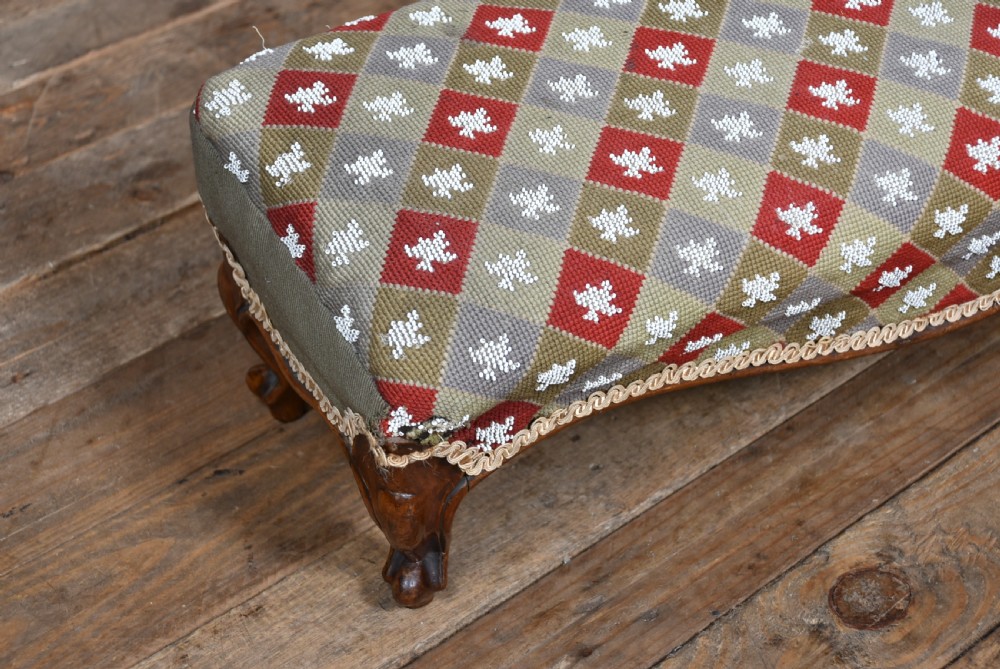 Victorian Walnut Beaded Fender Stool View II