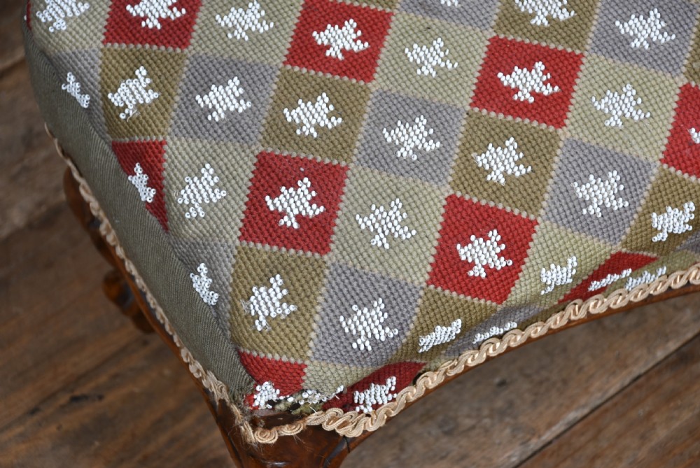Victorian Walnut Beaded Fender Stool View III