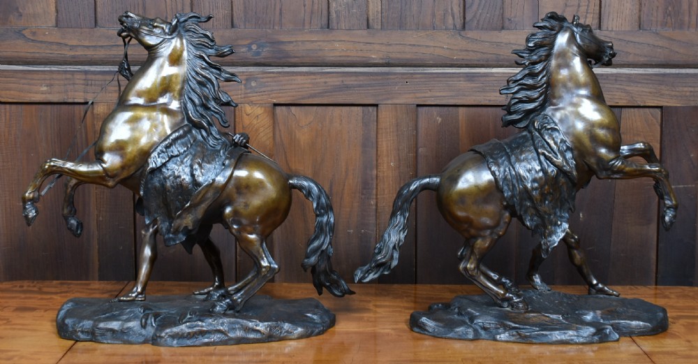 Pair of Bronze Marly Horses, after Guillaume Coustou View XXIII