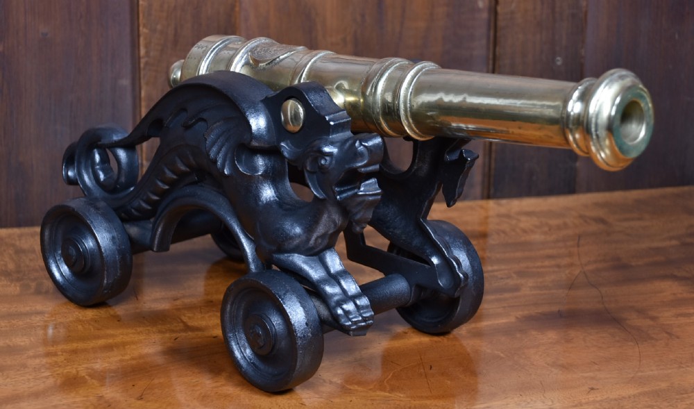 Pair of Cast Iron and Brass Signal Cannons View III