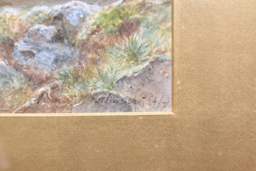 A framed Victorian historical painting depicting two sentinels watching over an open moorland landscape, set within a wide gold gilt frame. View IX
