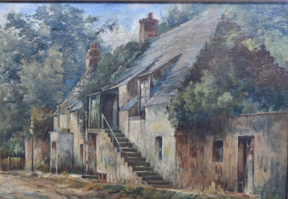 Oil on Canvas of Rustic Village Scene View II