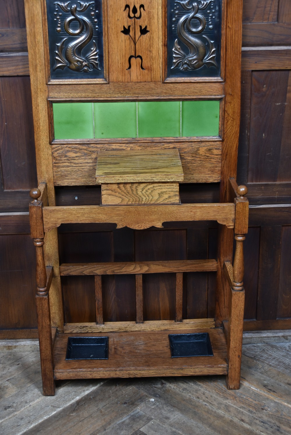 Art Nouveau Oak Hall Stand View VI