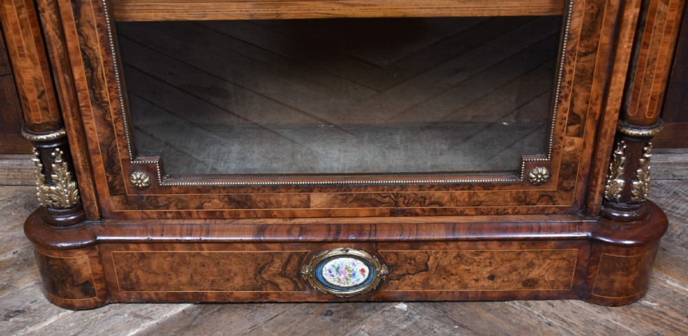 Victorian Burr Walnut Pier Cabinet/ Display Cabinet View VI