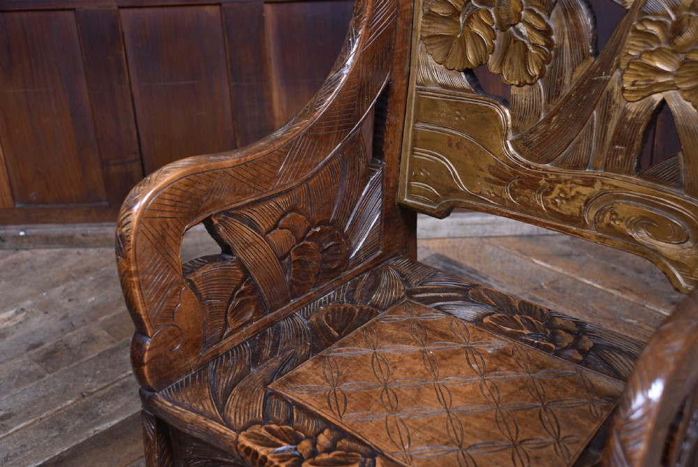 Walnut Floral Chair, Attributed to Liberty & Co View V