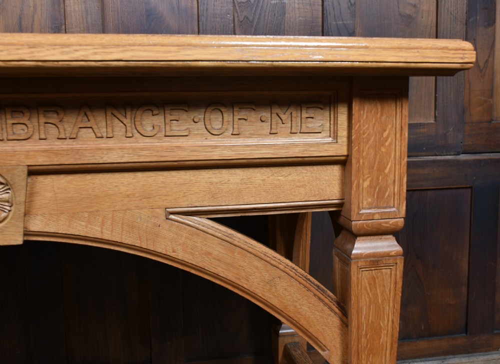 Gothic Revival oak altar table by J. & G. W. & Sons Ltd of Edinburgh View V