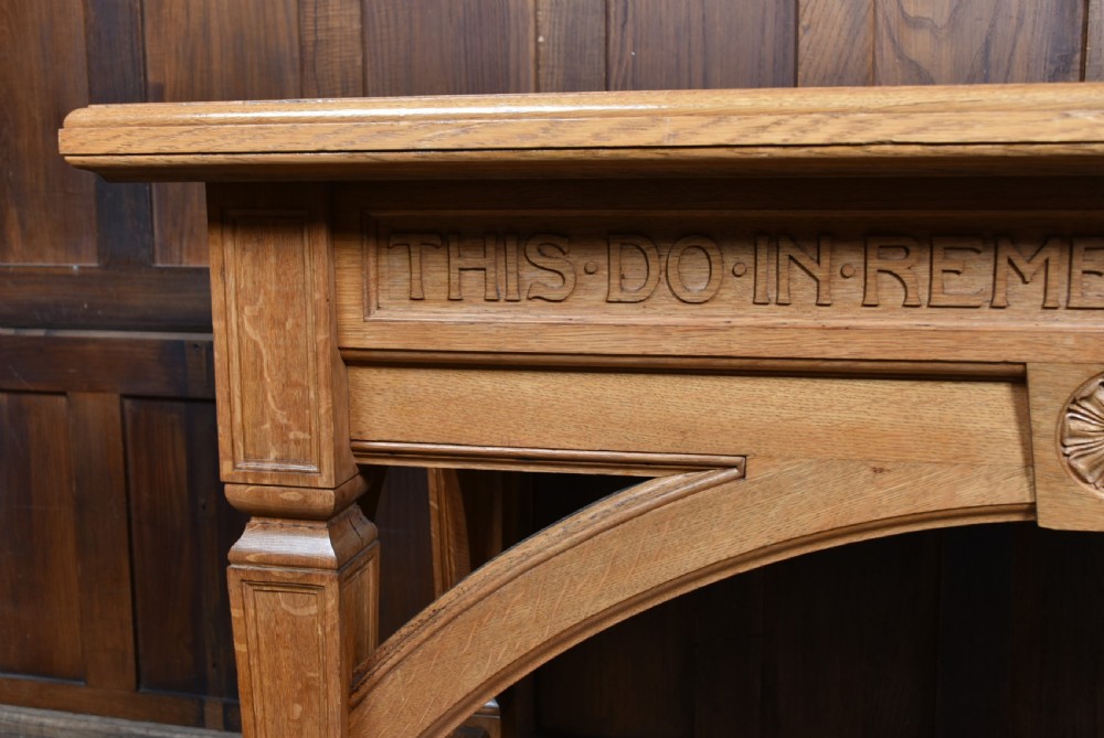 Gothic Revival oak altar table by J. & G. W. & Sons Ltd of Edinburgh View VI