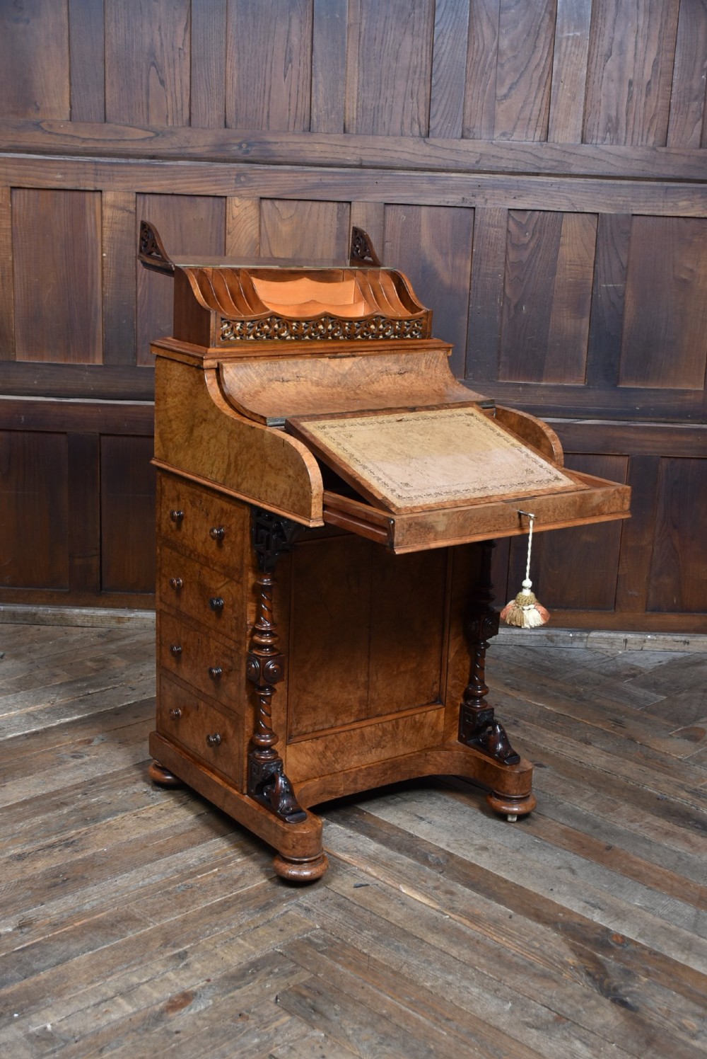 Victorian Walnut Pop Up Piano Top Davenport View II