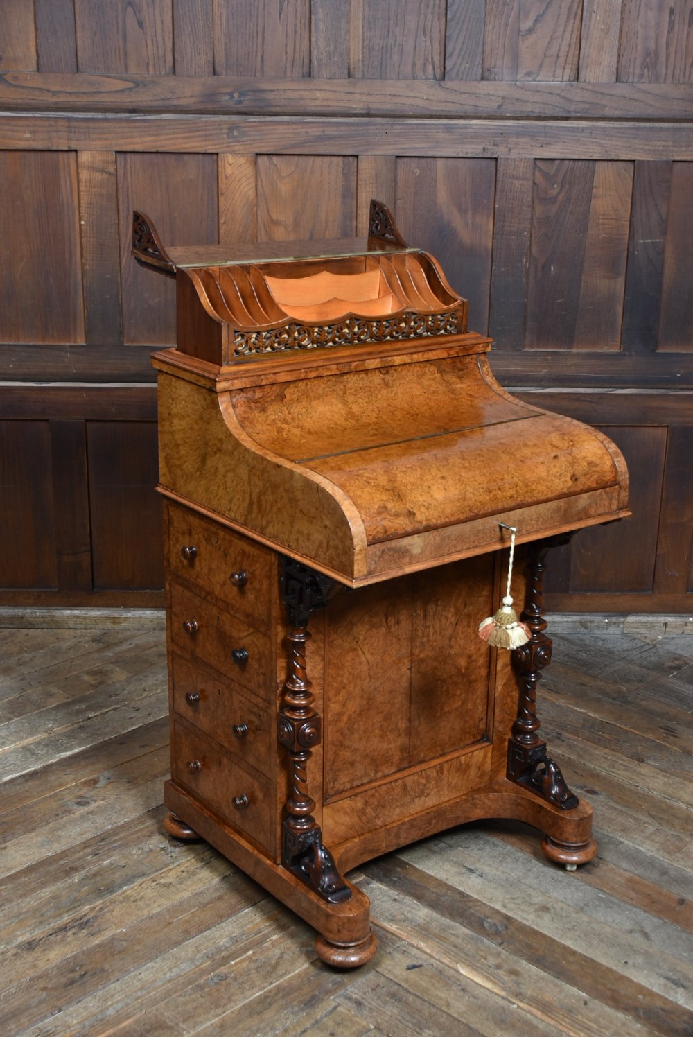 Victorian Walnut Pop Up Piano Top Davenport View VII