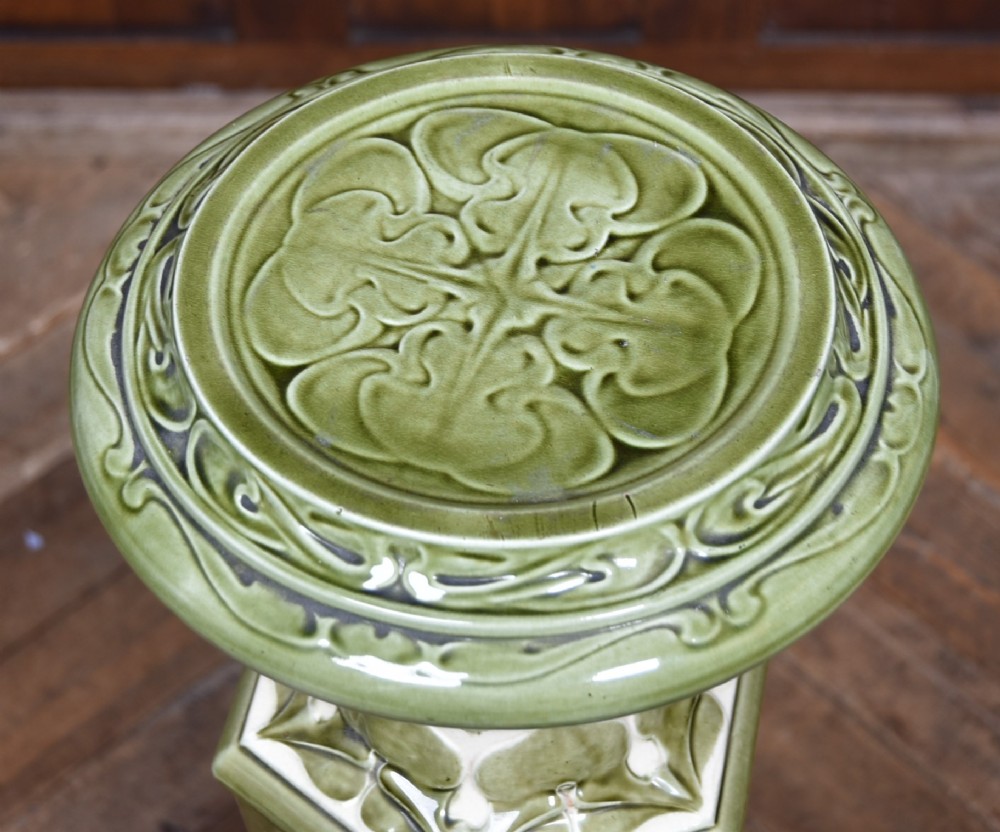 Art Nouveau Majolica Jardinière and Pedestal View VI