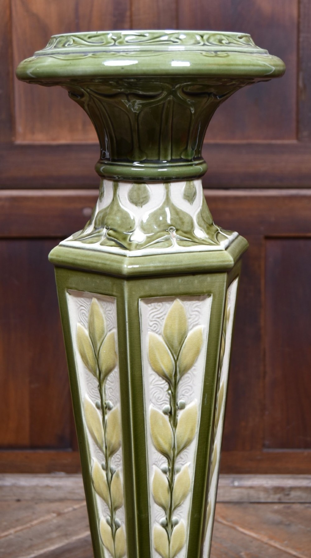 Art Nouveau Majolica Jardinière and Pedestal View VIII