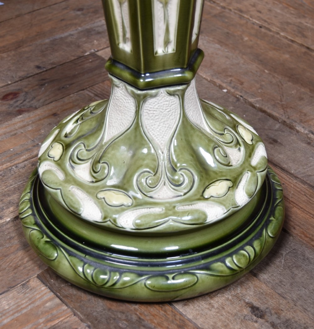 Art Nouveau Majolica Jardinière and Pedestal View IX