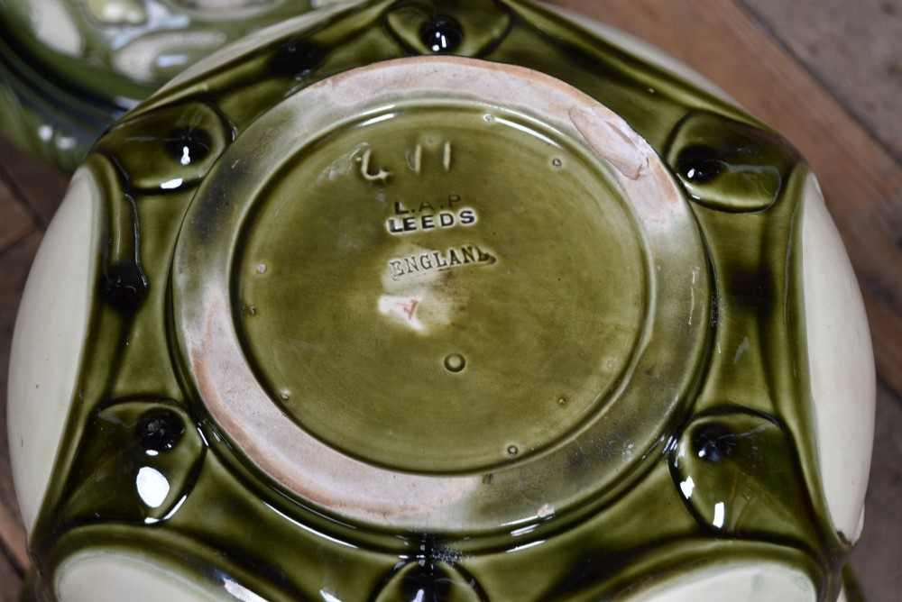 Art Nouveau Majolica Jardinière and Pedestal View X