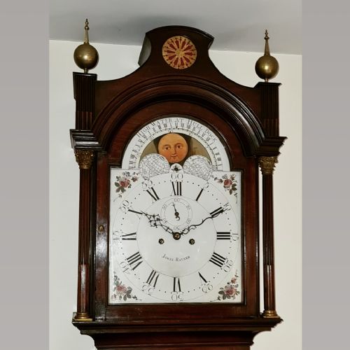 AN IMPORTANT MOON DIAL LONGCASE GRANDFATHER CLOCK BY JAMES RAYNER OF HULL C1790 LONG CASE - ADDITIONAL PHOTO 2