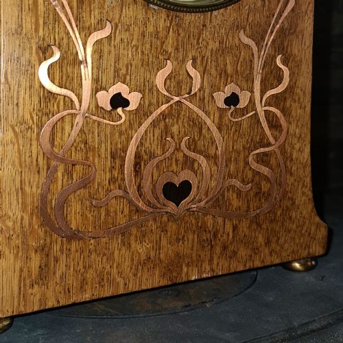 ART NOUVEAU COPPER INLAID MANTLE CLOCK C1900 - ADDITIONAL PHOTO 1