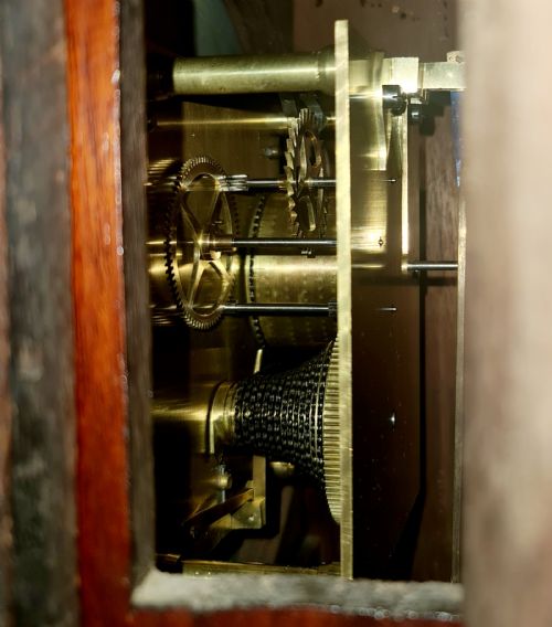 A LOVELY GEORGE VI FUSEE DIAL SCHOOL CLOCK - ADDITIONAL PHOTO 2