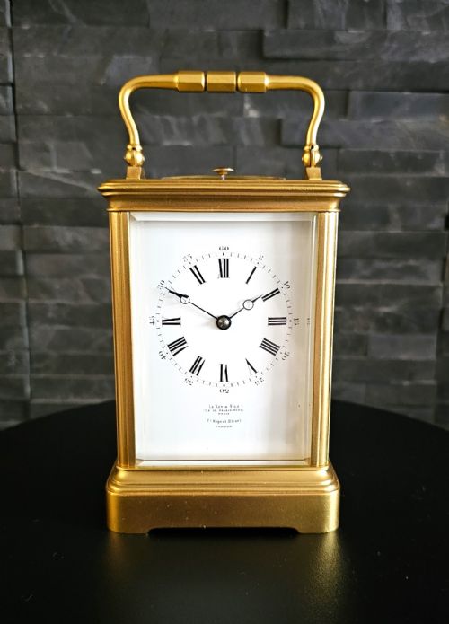 stunning french gilded brass strike repeat carriage clock by le roy of paris c1890 - CATEGORY: ANTIQUE CLOCKS - DATED 1890