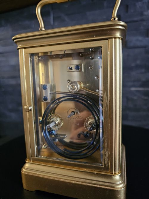 STUNNING FRENCH GILDED BRASS STRIKE REPEAT CARRIAGE CLOCK BY LE ROY OF PARIS C1890 - ADDITIONAL PHOTO 3