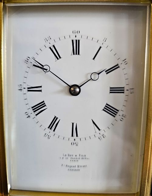 STUNNING FRENCH GILDED BRASS STRIKE REPEAT CARRIAGE CLOCK BY LE ROY OF PARIS C1890 - ADDITIONAL PHOTO 4