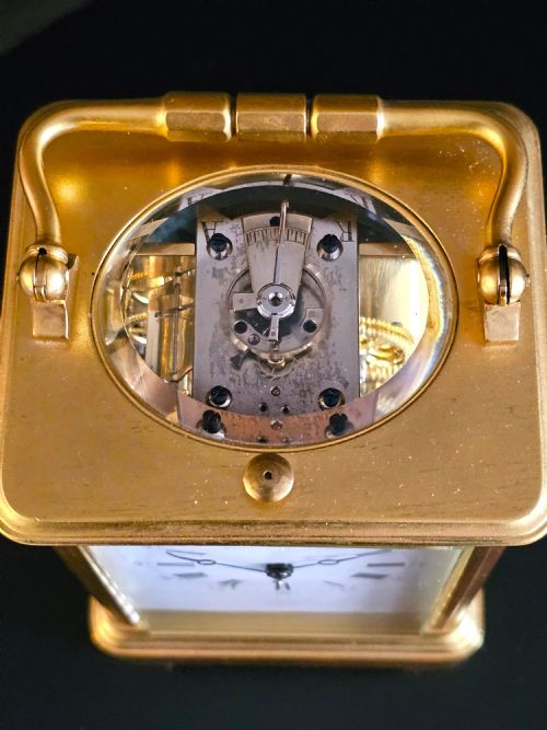STUNNING FRENCH GILDED BRASS STRIKE REPEAT CARRIAGE CLOCK BY LE ROY OF PARIS C1890 - ADDITIONAL PHOTO 6