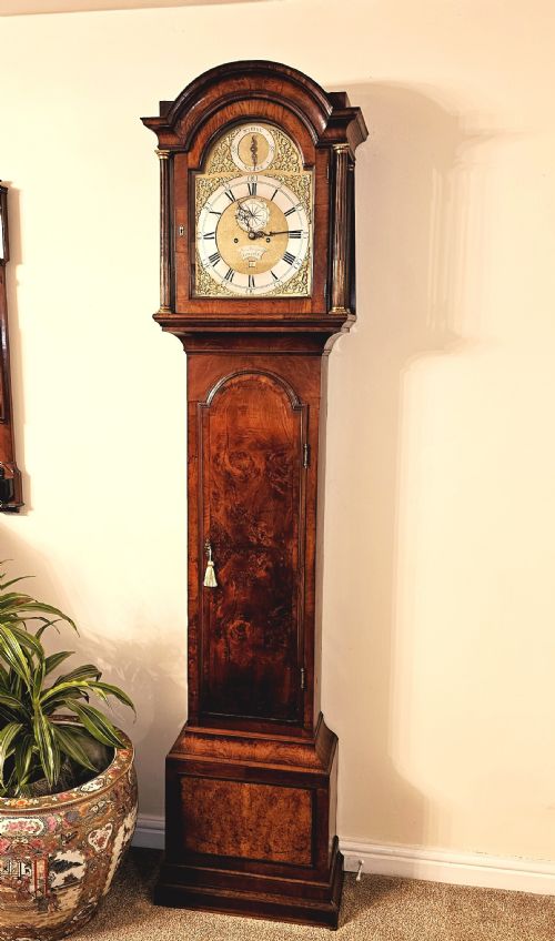 a fine georgian burr walnut longcase grandfather clock c1760 - CATEGORY: ANTIQUE CLOCKS - DATED GEORGIAN