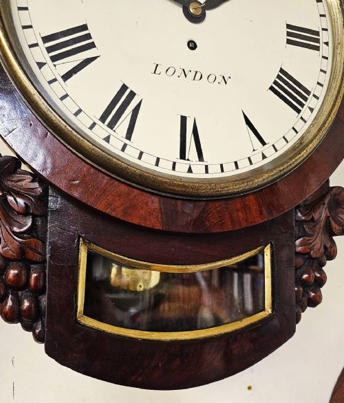 ENGLISH 8 DAY SINGLE FUSEE DROP DIAL LONDON WALL CLOCK - ADDITIONAL PHOTO 2