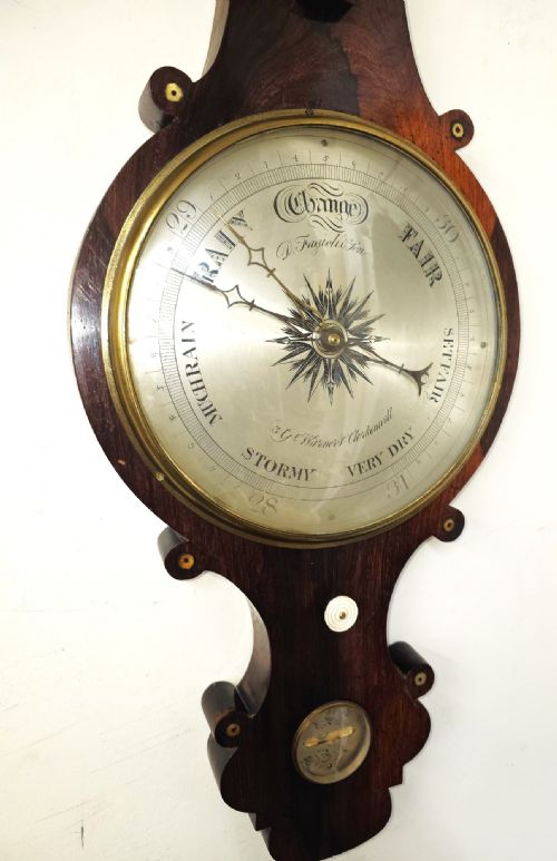 GEORGIAN ROSEWOOD INLAID FAGIOLI OF CLERKENWELL LONDON MERCURIAL BAROMETER - ADDITIONAL PHOTO 1