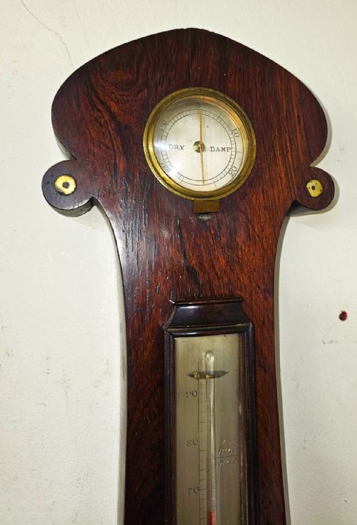 GEORGIAN ROSEWOOD INLAID FAGIOLI OF CLERKENWELL LONDON MERCURIAL BAROMETER - ADDITIONAL PHOTO 3