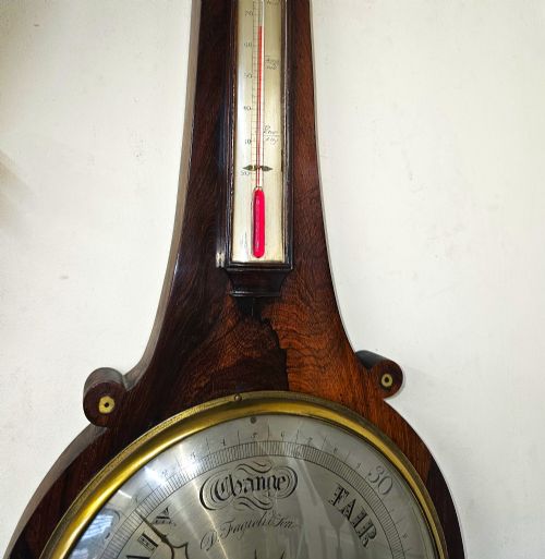 GEORGIAN ROSEWOOD INLAID FAGIOLI OF CLERKENWELL LONDON MERCURIAL BAROMETER - ADDITIONAL PHOTO 5