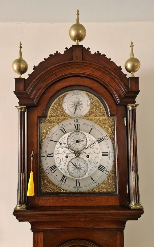 A FINE GEORGIAN LONDON MAHOGANY LONGCASE CLOCK C1770 FRANCIS PERIGAL OF BOND STREET - ADDITIONAL PHOTO 1