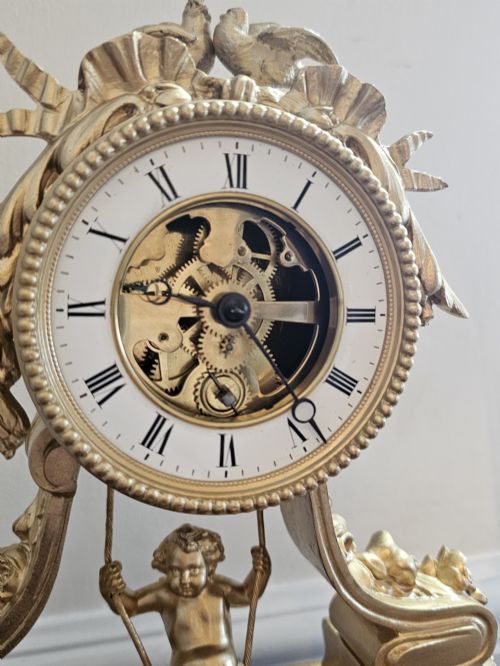 RARE EUGENE FARCOT FRENCH SWINGING CHERUB CLOCK C1880 - ADDITIONAL PHOTO 3