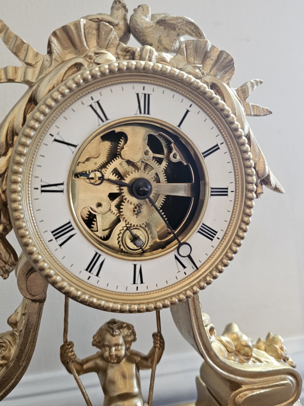 Rare Eugene Farcot French Swinging Cherub Clock C1880 View IV