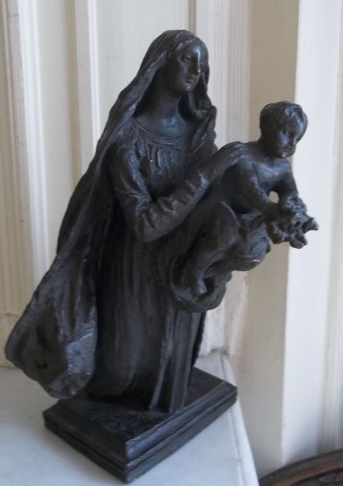 fig 3. Denys Puech (1854-1942) Prix de Rome Sculptor  Madonna and Child Antique Bronze Sculpture. Variant of a figure in the Denys Puech Museum!