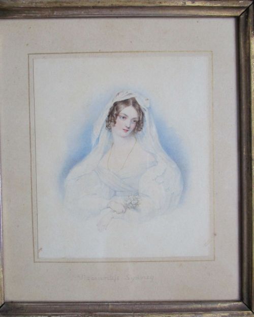 fig 2. Portrait Viscountess Sydney ca 1830 very fine antique watercolour 