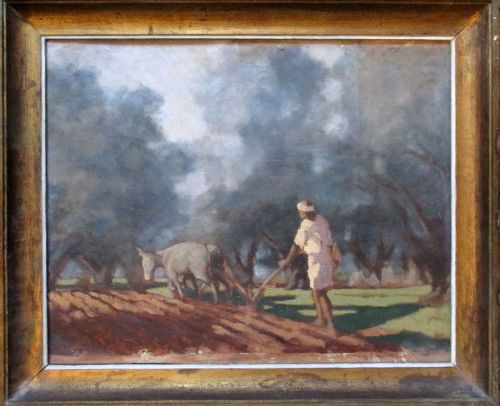 Antique French Moroccan Orientalist Art Deco Period Painting by Robert Camille Quesnel (1881-1962)