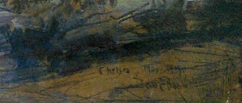fig 3. Antique Chelsea Harbour London Oil painting 1915 Alfred Bastien (1873-1955) Belgian war artist WW1