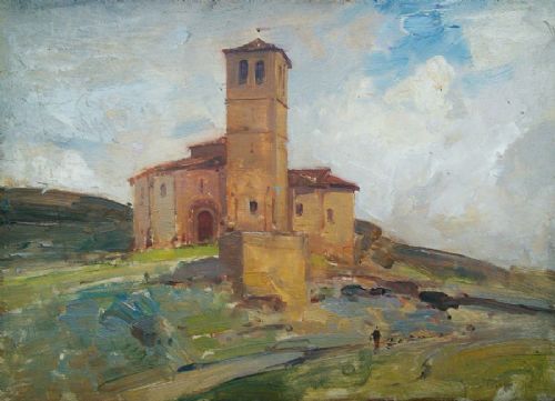 Antique Oil Painting Italian Landscape  Ca 1900 Remeniscient of Corot by Hans a Trier (1877-1962)