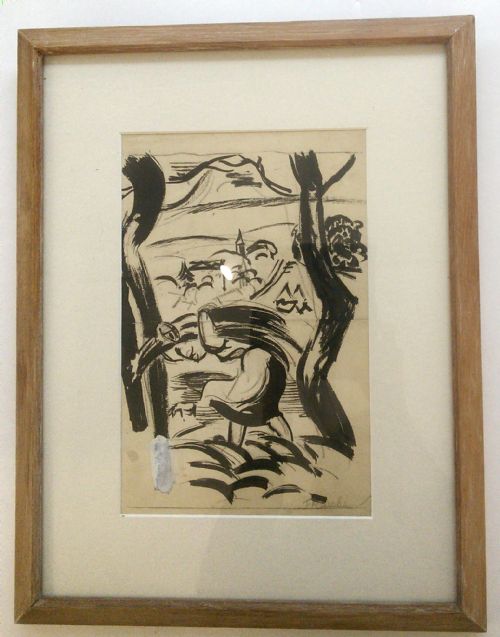 fig 1. Bloomsbury group c 1920 antique ink drawing 