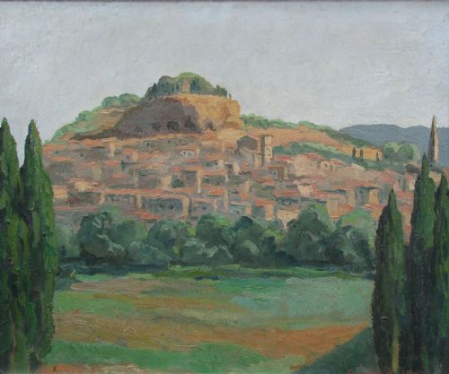 French Luberon Hillside Village Painting by Art Historically Important Pierre Girieud (1876-1948)