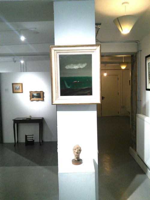 fig 1. French Surrealist oil  on canvas ca 1947 Margritte-esque  Cloud by Roger Brielle (1899-1960)