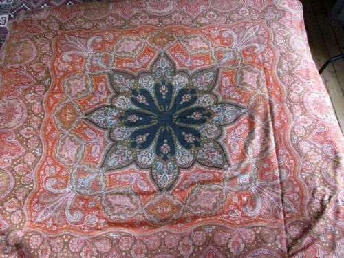 Antique French 19th Century Wool Kashmir Style Shawl from Lyons, the French Equivalent of Paisley