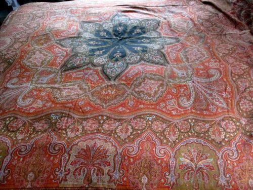fig 1. Antique French 19th Century wool Kashmir style shawl from Lyons, the French equivalent of Paisley
