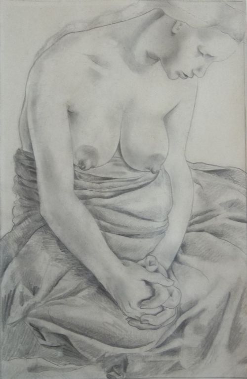 Magnificient Antique Female Nude Drawing Art Deco Period 1930 by Mariette Lydis - For Dialogues of Courtisanes by Lucian of Samosata