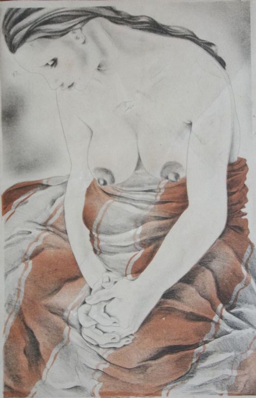 fig 2. Magnificient antique female nude drawing art deco period 1930 by Mariette Lydis - for Dialogues of Courtisanes by Lucian of Samosata