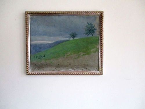 fig 2. French Aveyron landscape, 1931 rolling hills, oil on board by Jean Amblard (1911-1989)